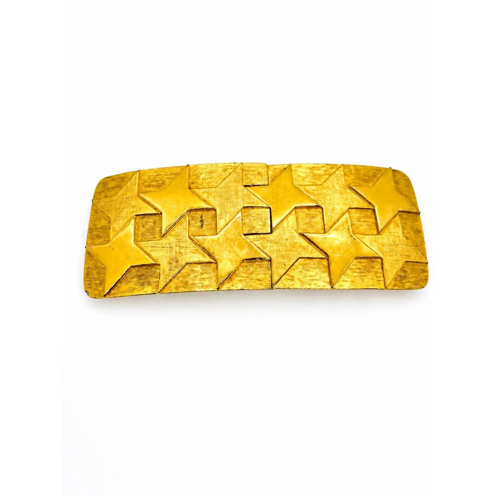 VINTAGE ACCESSOCRAFT Belt Buckle Gold Tone Star Oversized 80s Runway Statement